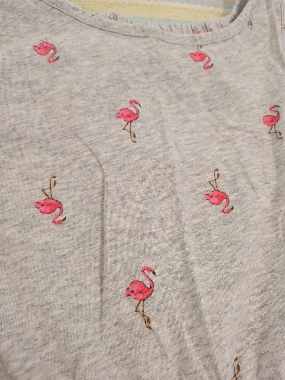 ⭐ Girl's Old Navy gray flamingo Romper Large 10-12
